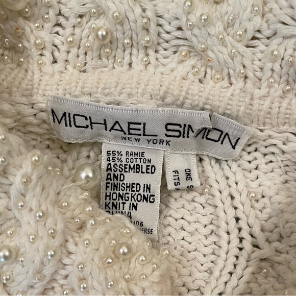 Michael Simon Beaded Cream Cardigan Medium - Picture 3 of 4